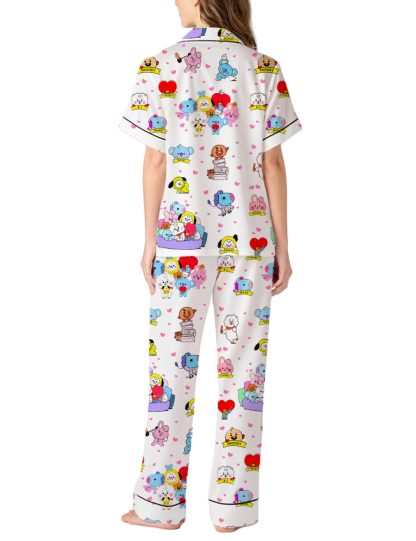 Bangtan Boys Silky Satin Pajama Pants Set For Women