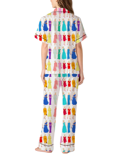 Diana Princess of Wales Rainbow Outfit Silky Satin Pajama Pants Set For Women