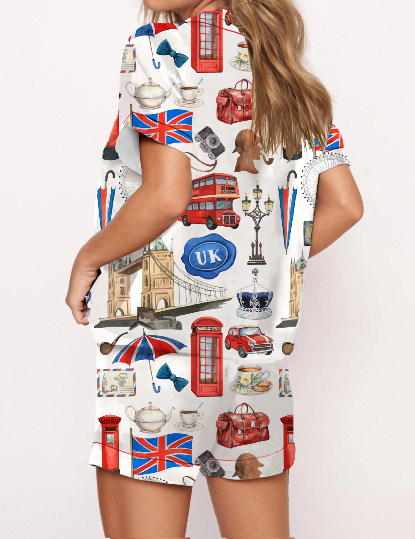UK Travel Silky Satin Pajama Short Set For Women