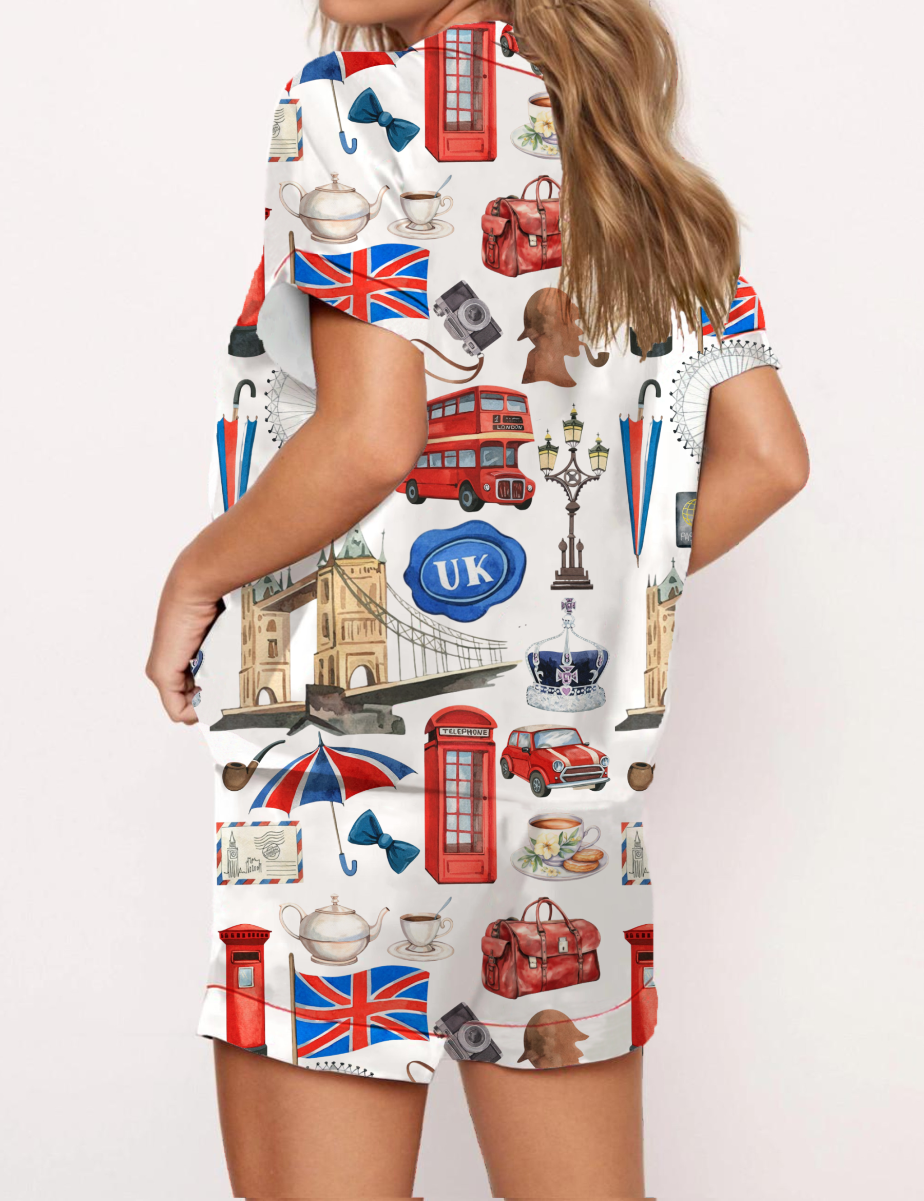 UK Travel Silky Satin Pajama Short Set For Women