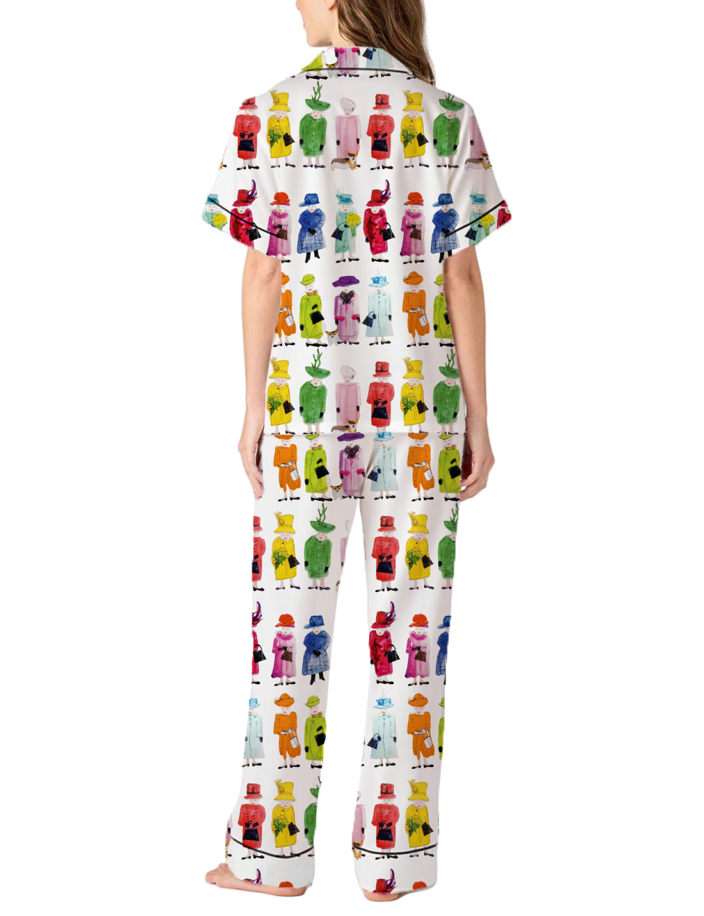Queen Elizabeth II Rainbow Silky Satin Pajama Pants Set For Women