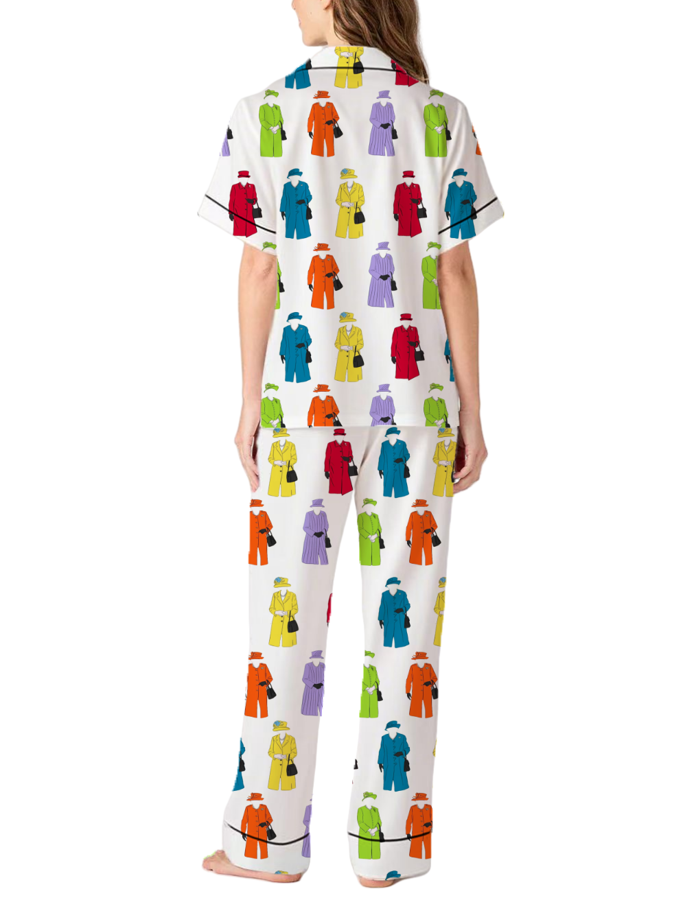 Queen Elizabeth II Rainbow Silky Satin Pajama Pants Set For Women