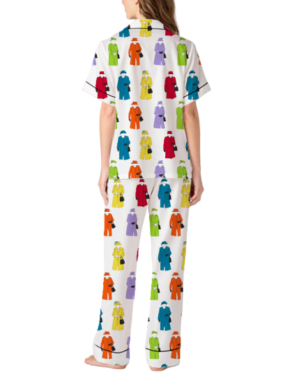 Queen Elizabeth II Rainbow Silky Satin Pajama Pants Set For Women