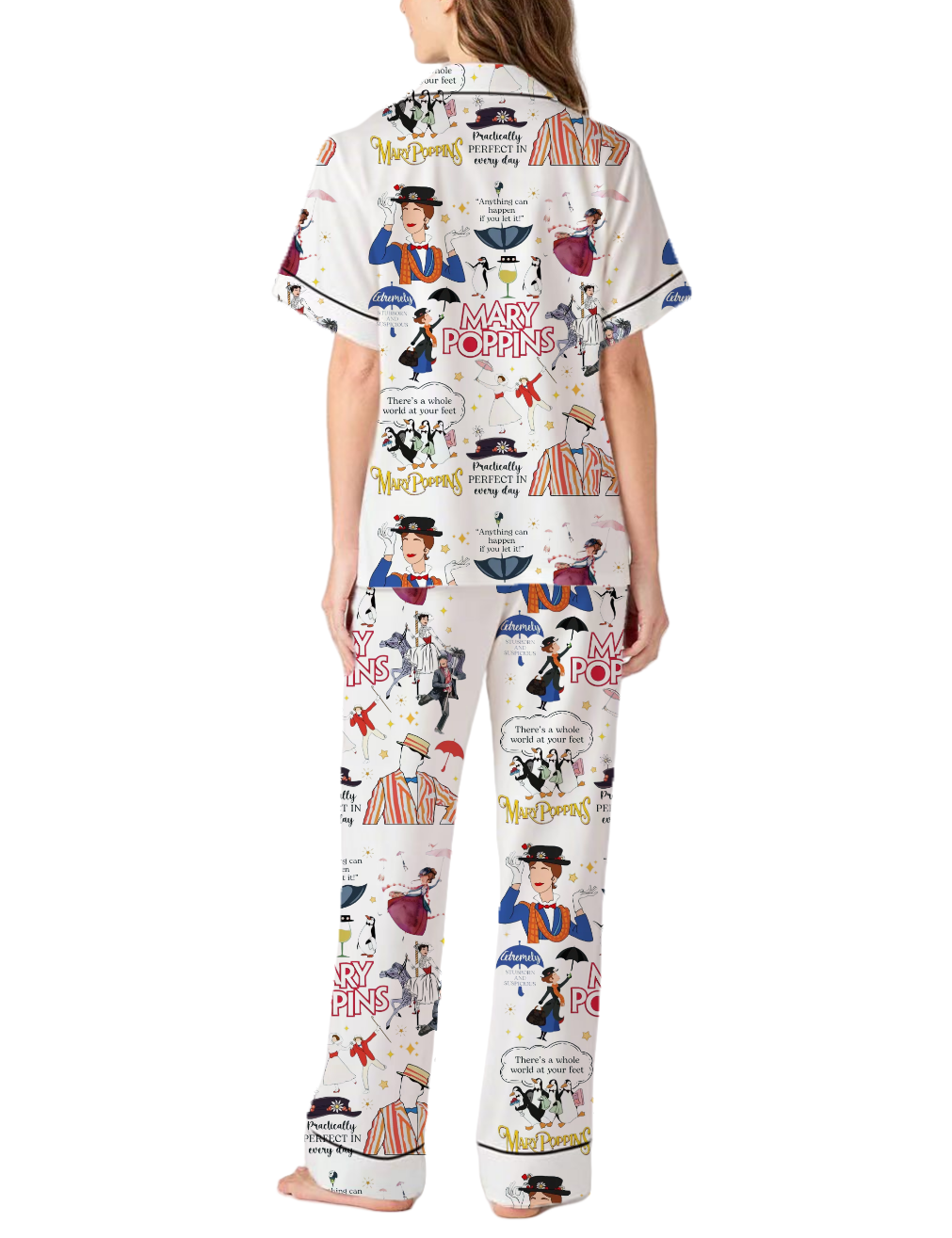 Mary Poppins Silky Satin Pajama Pants Set For Women
