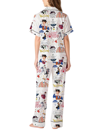 Mary Poppins Silky Satin Pajama Pants Set For Women