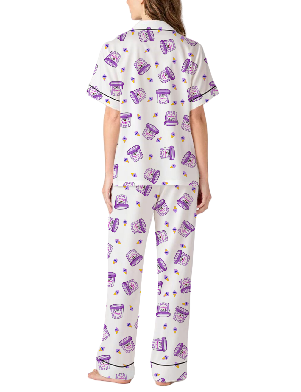 Moonbeam Ice Cream Silky Satin Pajama Pants Set For Women