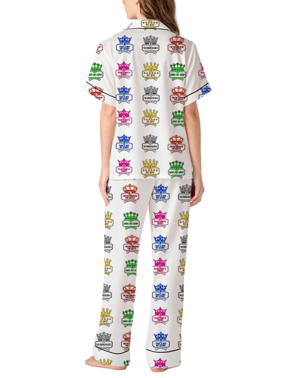 Six Queens Musical Silky Satin Pajama Pants Set For Women