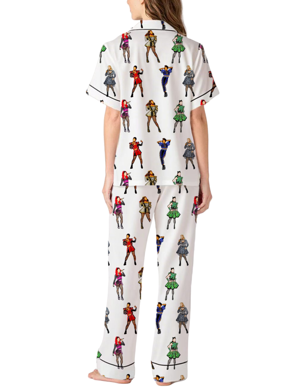 Six Queens Musical Silky Satin Pajama Pants Set For Women