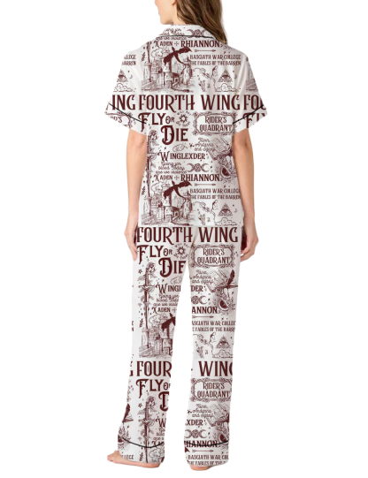 Fourth Wing Silky Satin Pajama Pants Set For Women
