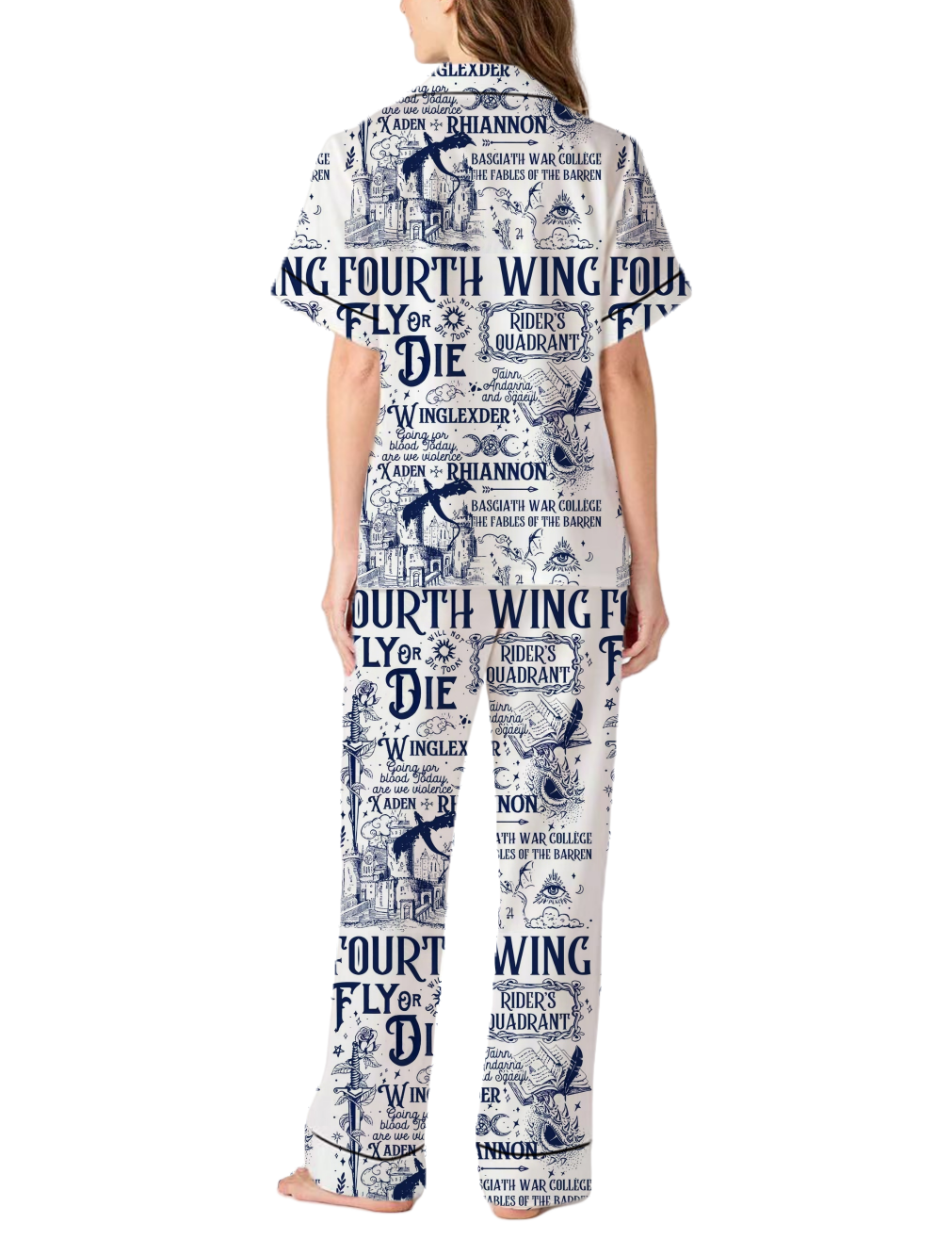 Fourth Wing Silky Satin Pajama Pants Set For Women