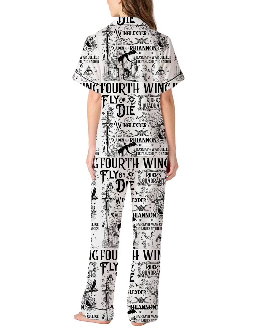 Fourth Wing Silky Satin Pajama Pants Set For Women