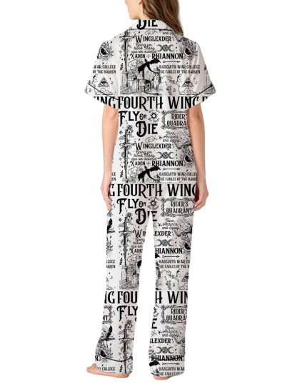 Fourth Wing Silky Satin Pajama Pants Set For Women