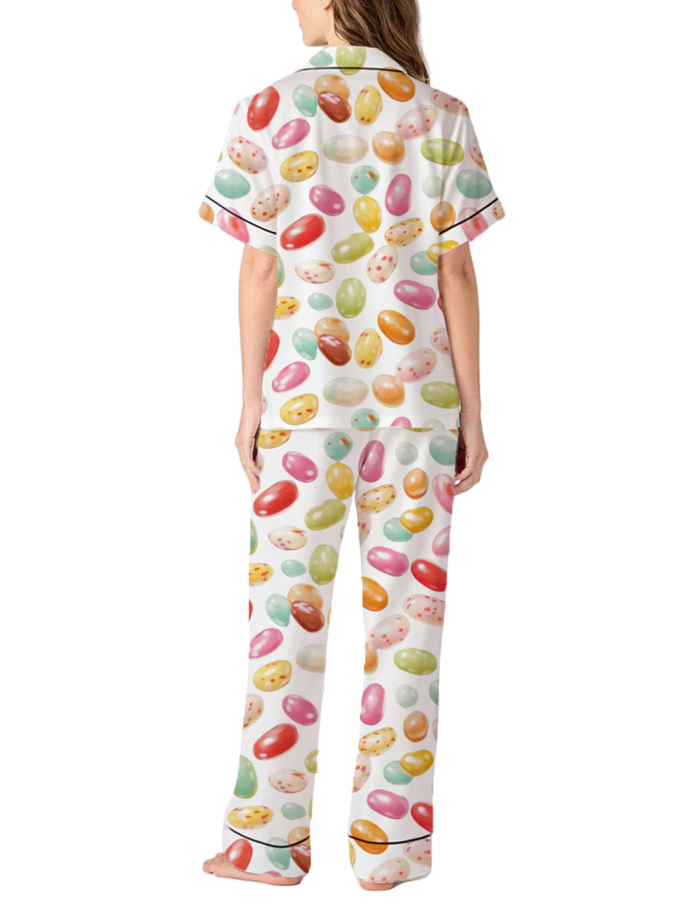 Colorful Jelly Bean Silky Satin Pajama Pants Set For Women