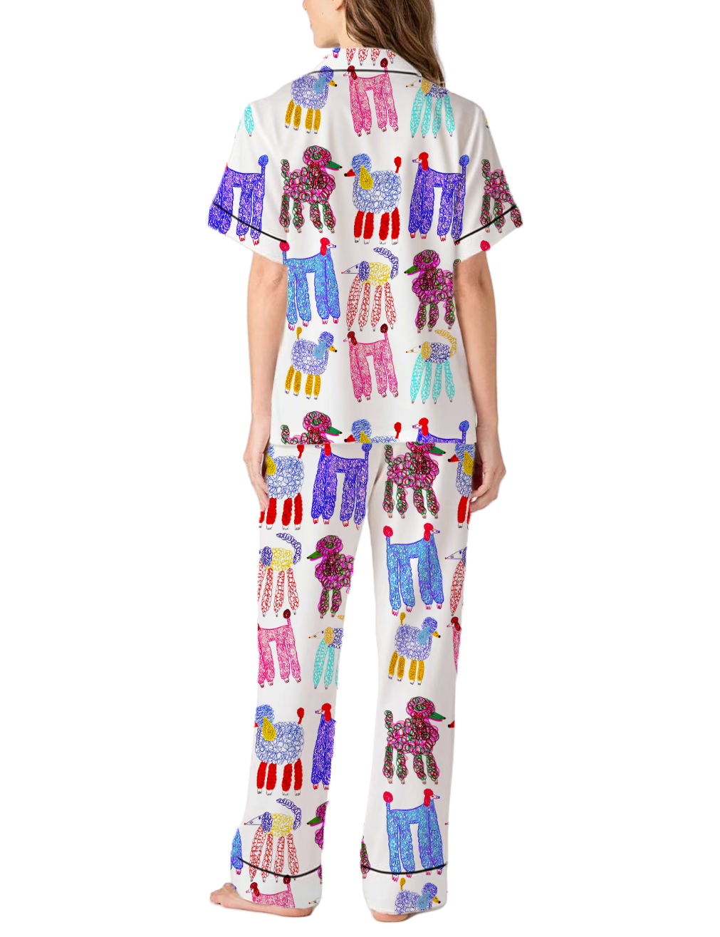 Poodle Silky Satin Pajama Pants Set For Women