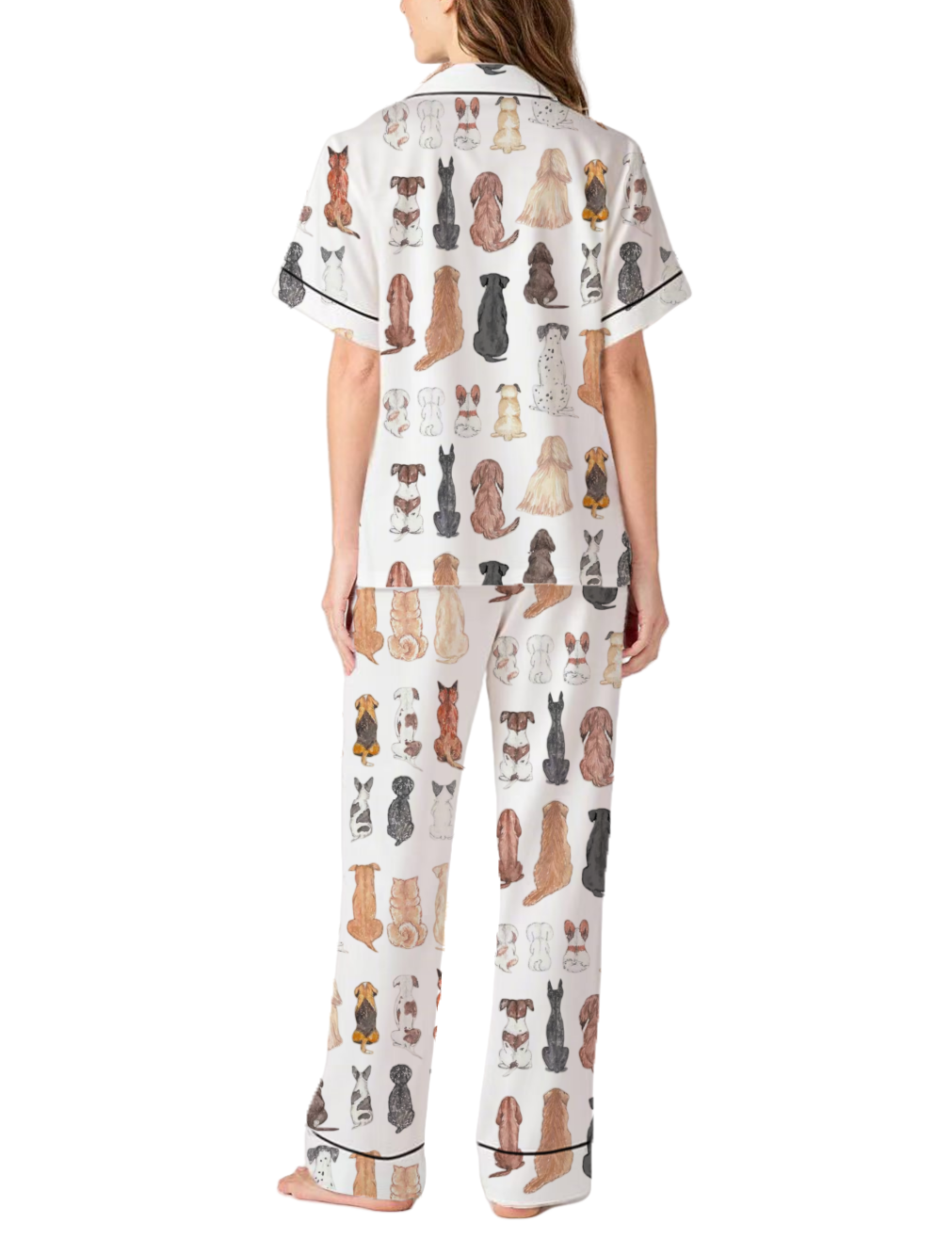 Pet Backs Silky Satin Pajama Pants Set For Women