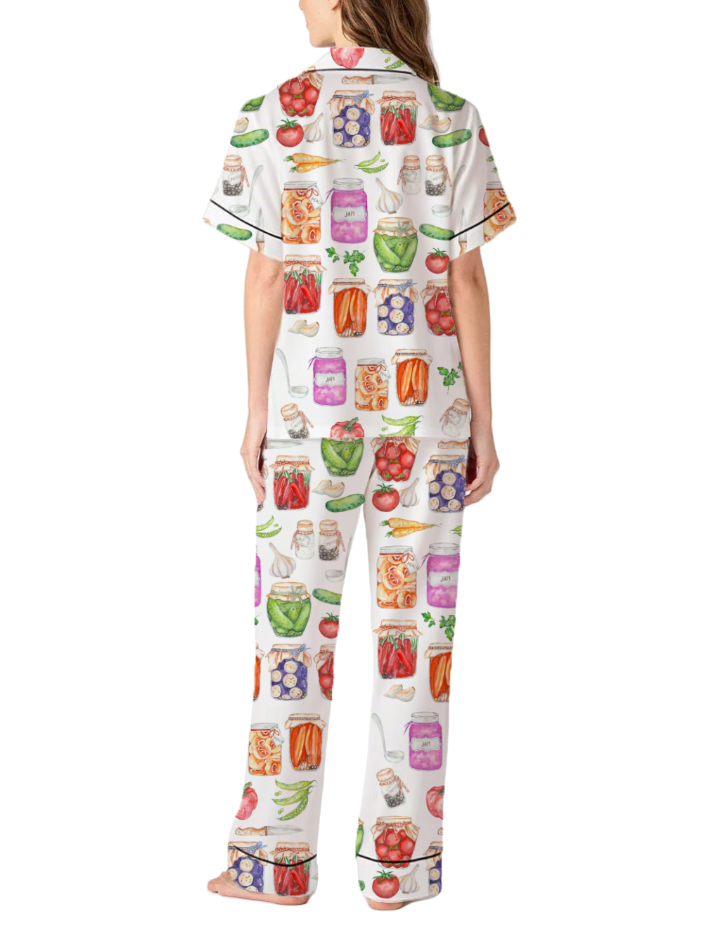 Glass Jars Silky Satin Pajama Pants Set For Women