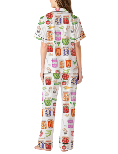 Glass Jars Silky Satin Pajama Pants Set For Women