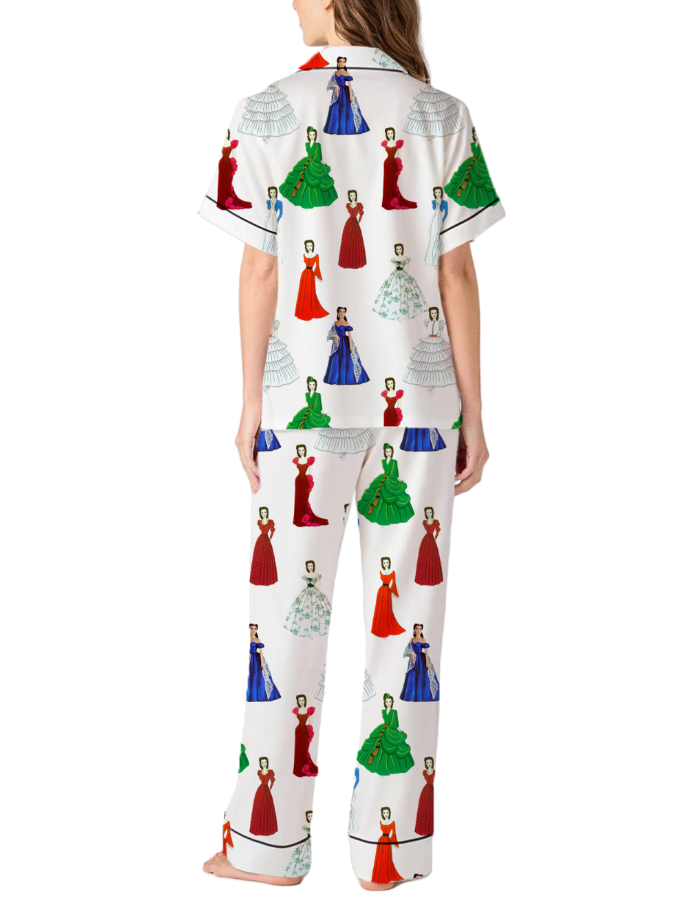 1983 Scarlet Silky Satin Pajama Pants Set For Women