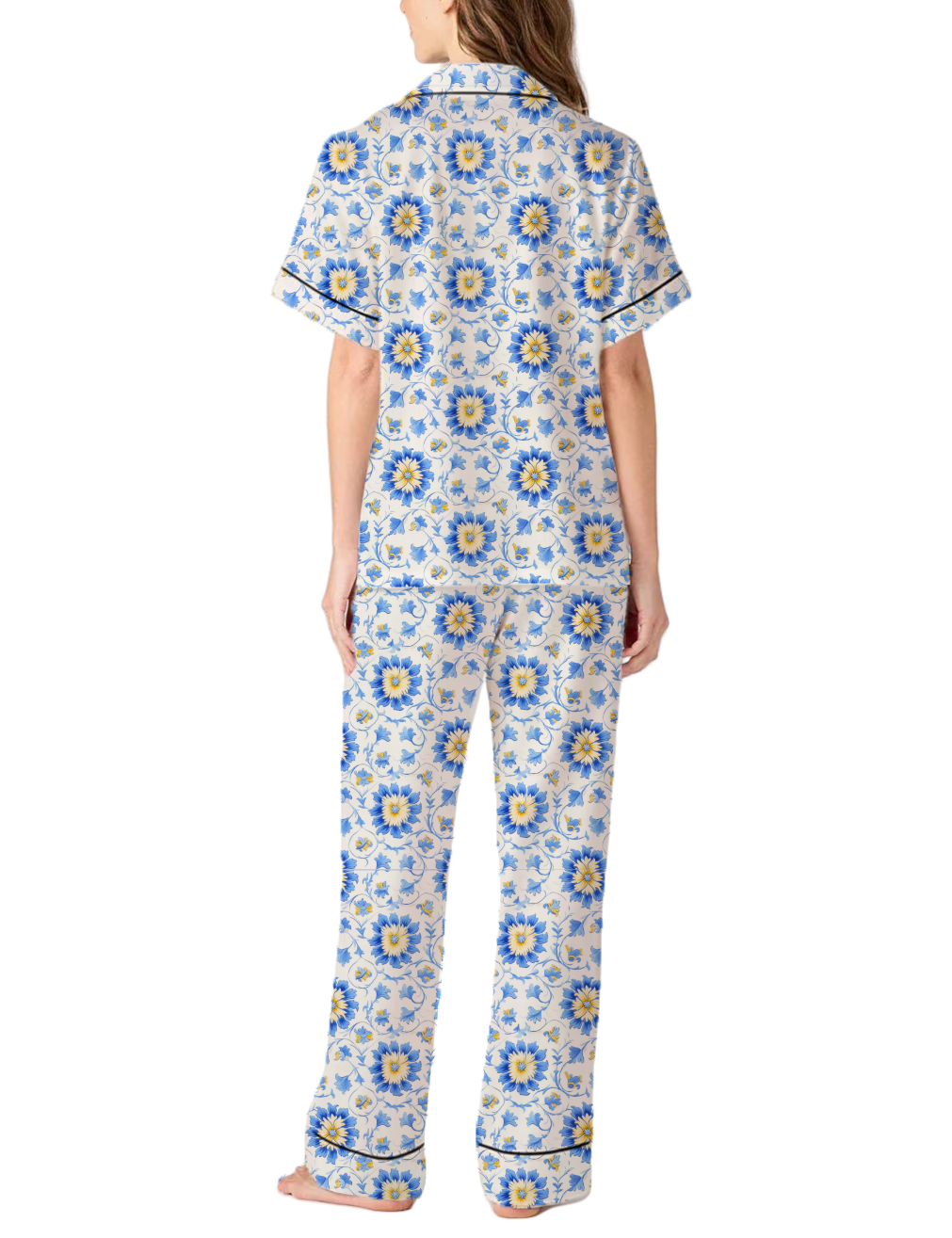 Mughal Style Pattern Silky Satin Pajama Pants Set For Women
