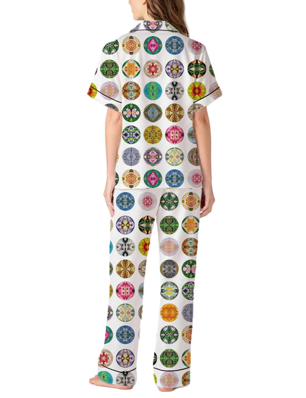 Mandalas Card Silky Satin Pajama Pants Set For Women