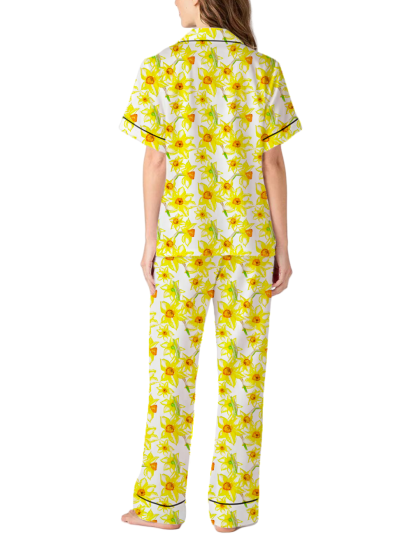 Daffodil Silky Satin Pajama Pants Set For Women