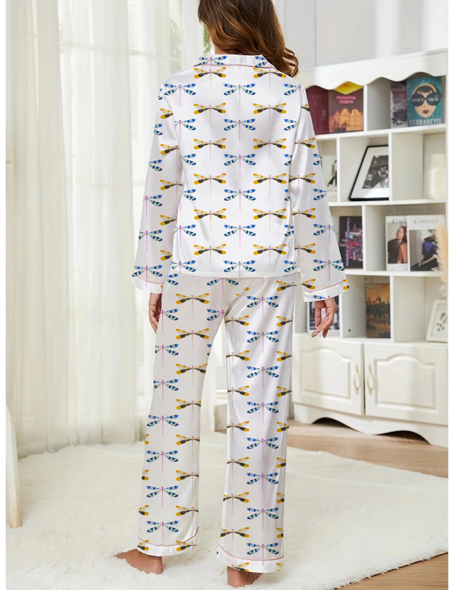 Dragonfly Silky Satin Pajama Long Set