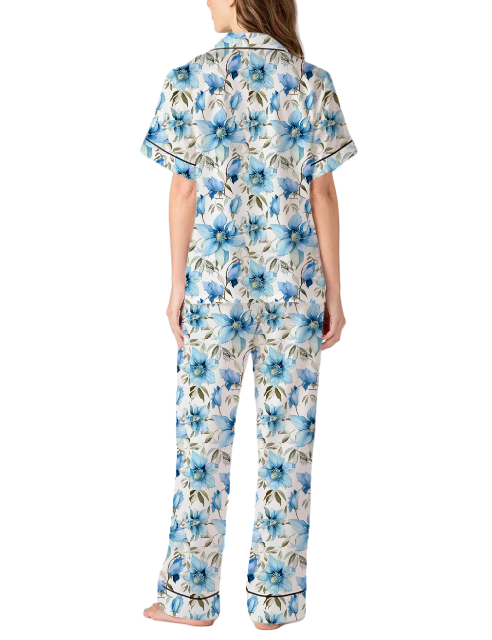 Colorado State Flower Rocky Mountain Columbine Silky Satin Pajama Pants Set For Women