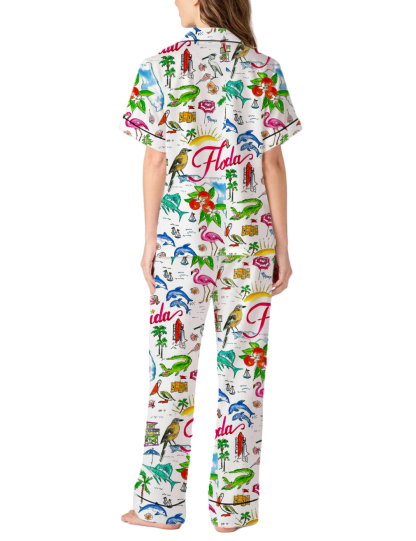 Florida State Theme Silky Satin Pajama Pants Set For Women