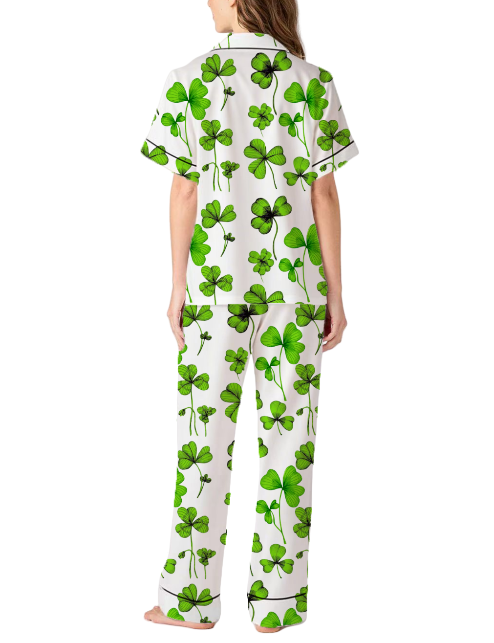 Ireland National Flower Silky Satin Pajama Pants Set For Women