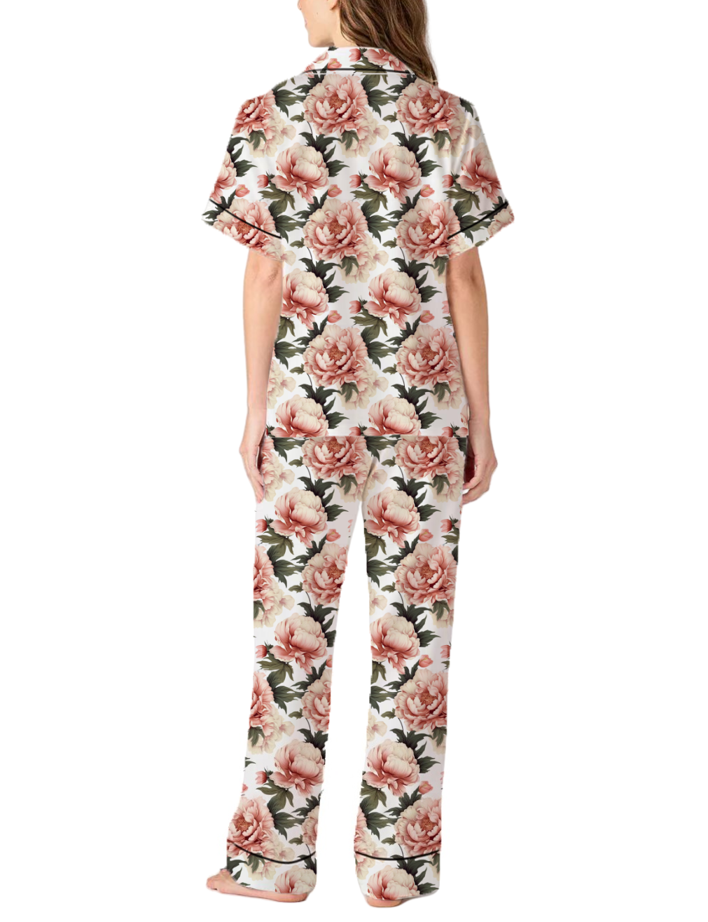 Indiana State Flower Peony Silky Satin Pajama Pants Set For Women