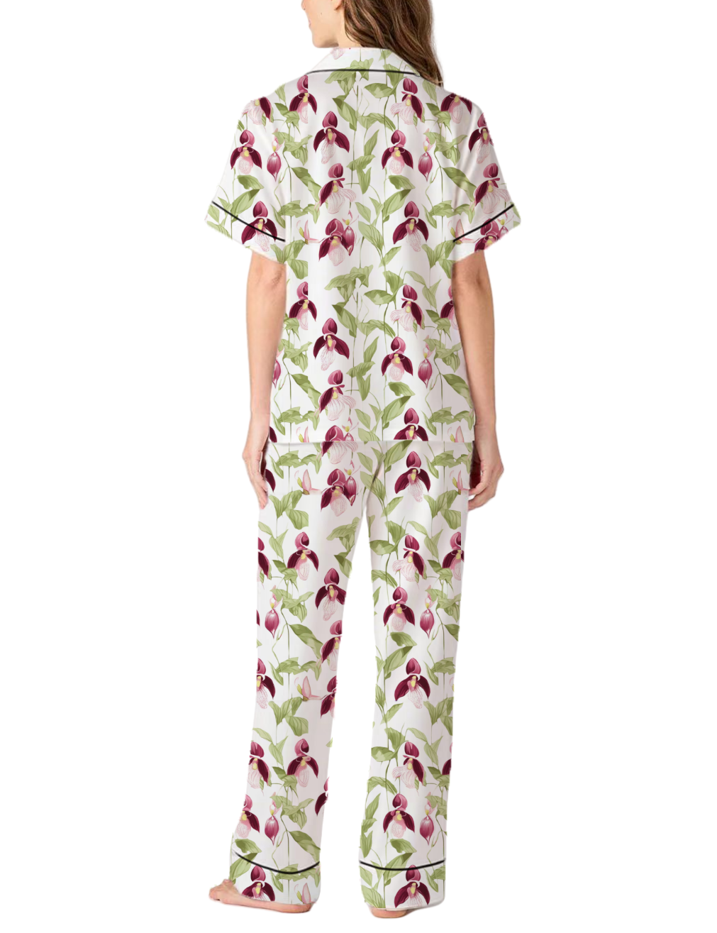 Minnesota State Flower Lady's Slippers Silky Satin Pajama Pants Set For Women