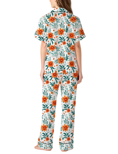 Massachusetts State Flower Mayflower Silky Satin Pajama Pants Set For Women