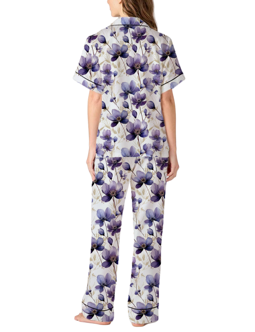Montana State Flower Bitterroot Silky Satin Pajama Pants Set For Women