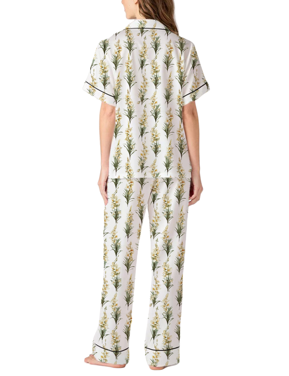 New Mexico State Flower Yucca Silky Satin Pajama Pants Set For Women