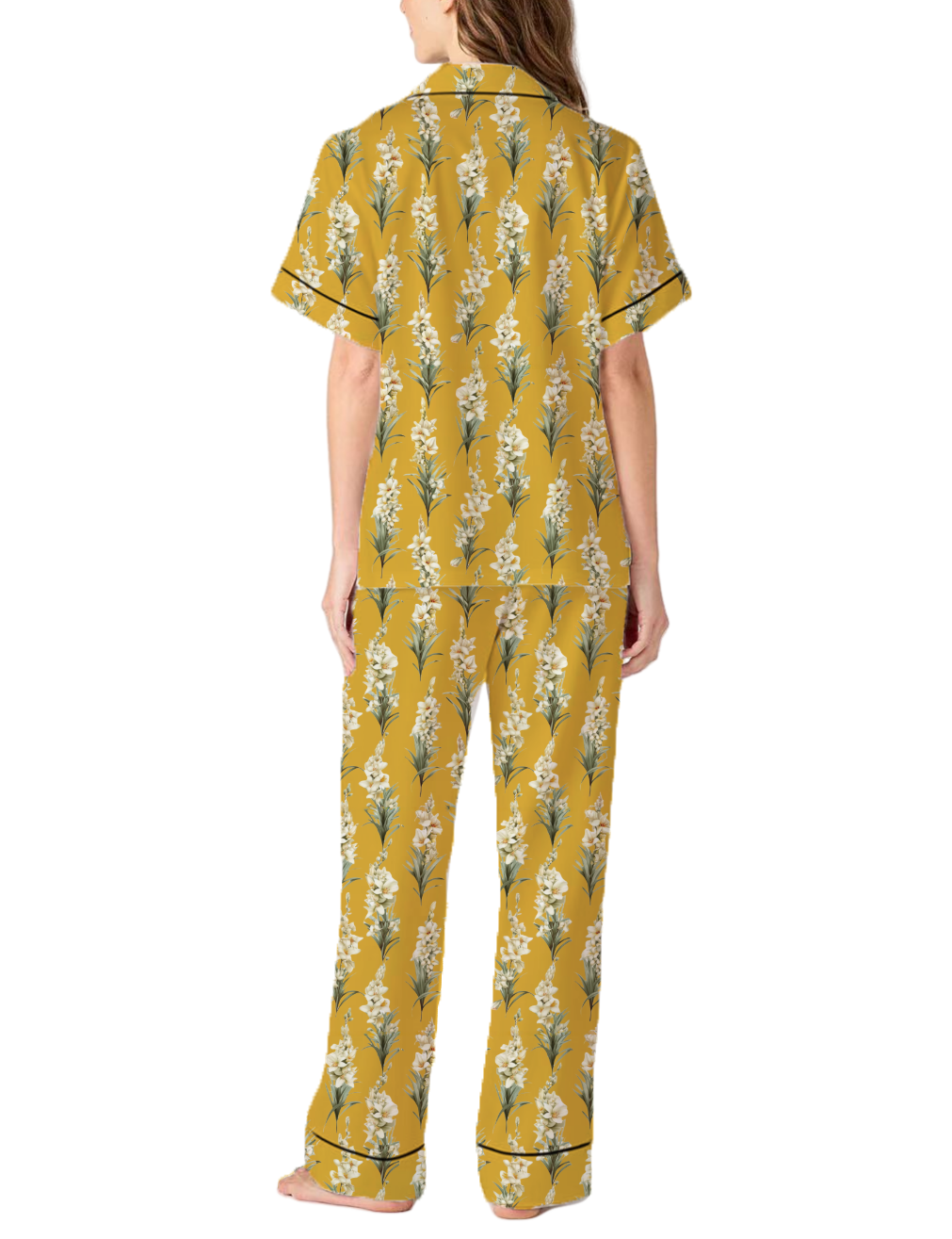 New Mexico State Flower Yucca Silky Satin Pajama Pants Set For Women