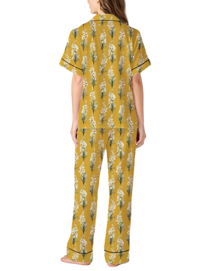 New Mexico State Flower Yucca Silky Satin Pajama Pants Set For Women