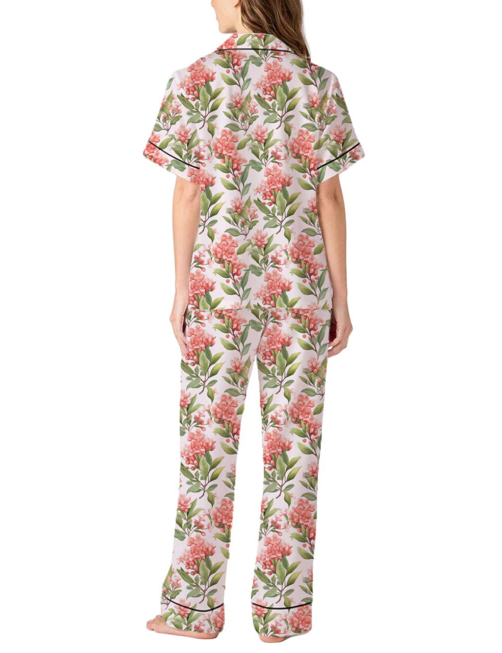 Pennsylvania State Flower Mountain-Laurel Silky Satin Pajama Pants Set For Women