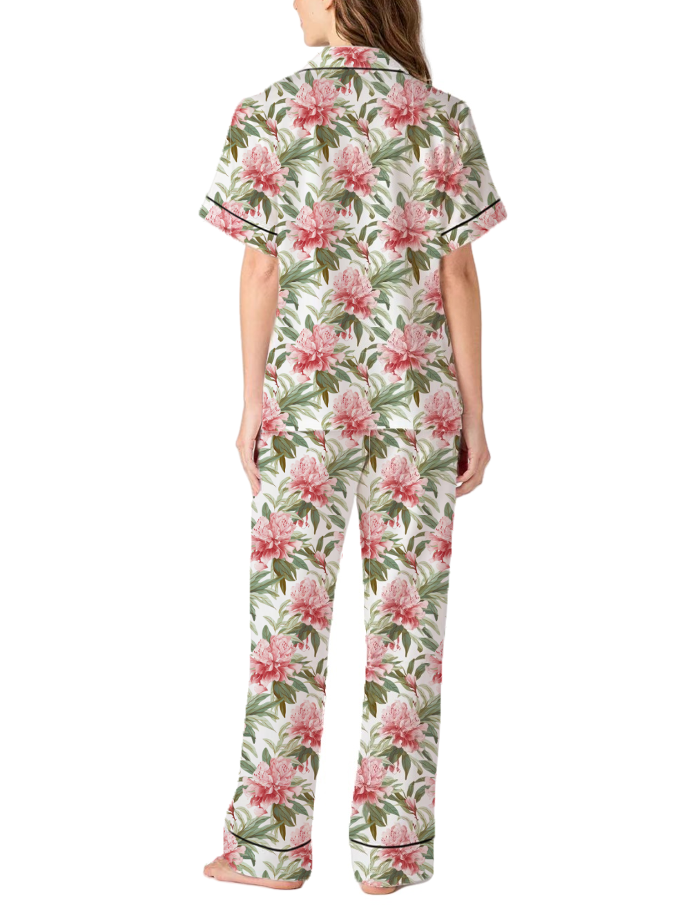 Washington State Flower Coast Rhododendron Silky Satin Pajama Pants Set For Women