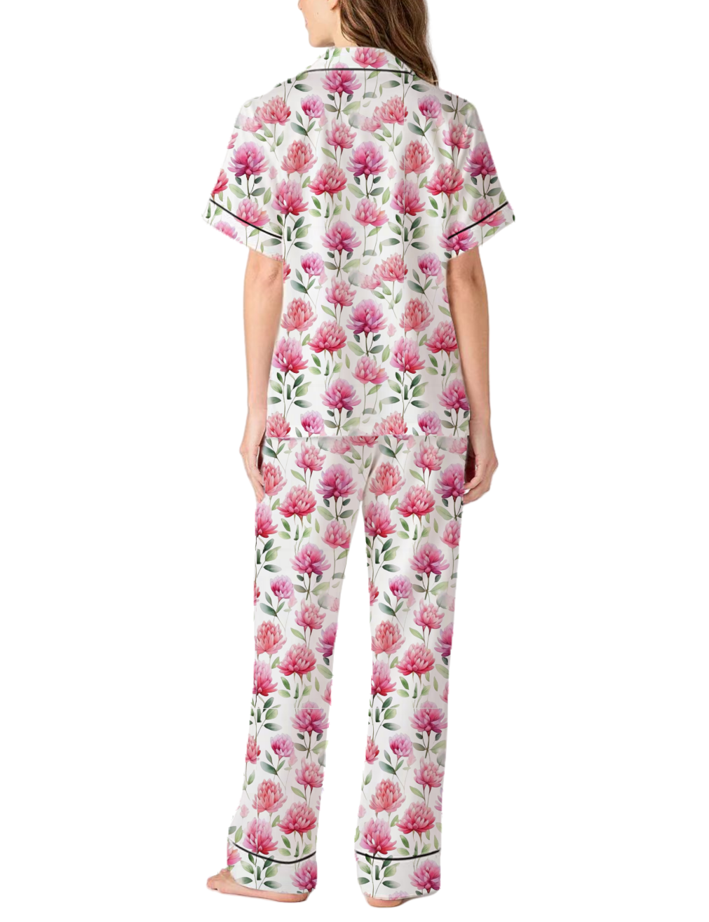 Vermont State Flower Red Clover Silky Satin Pajama Pants Set For Women
