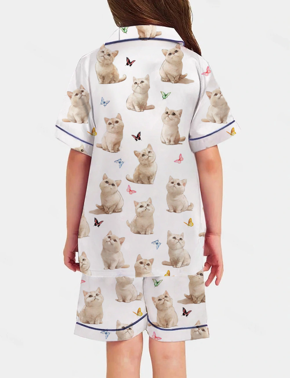 British Shorthair Kid's Short Sleeve  Silky Satin Pajama Set 