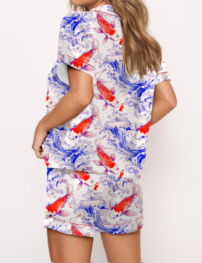 Koi Silky Satin Pajama Short Set For Women