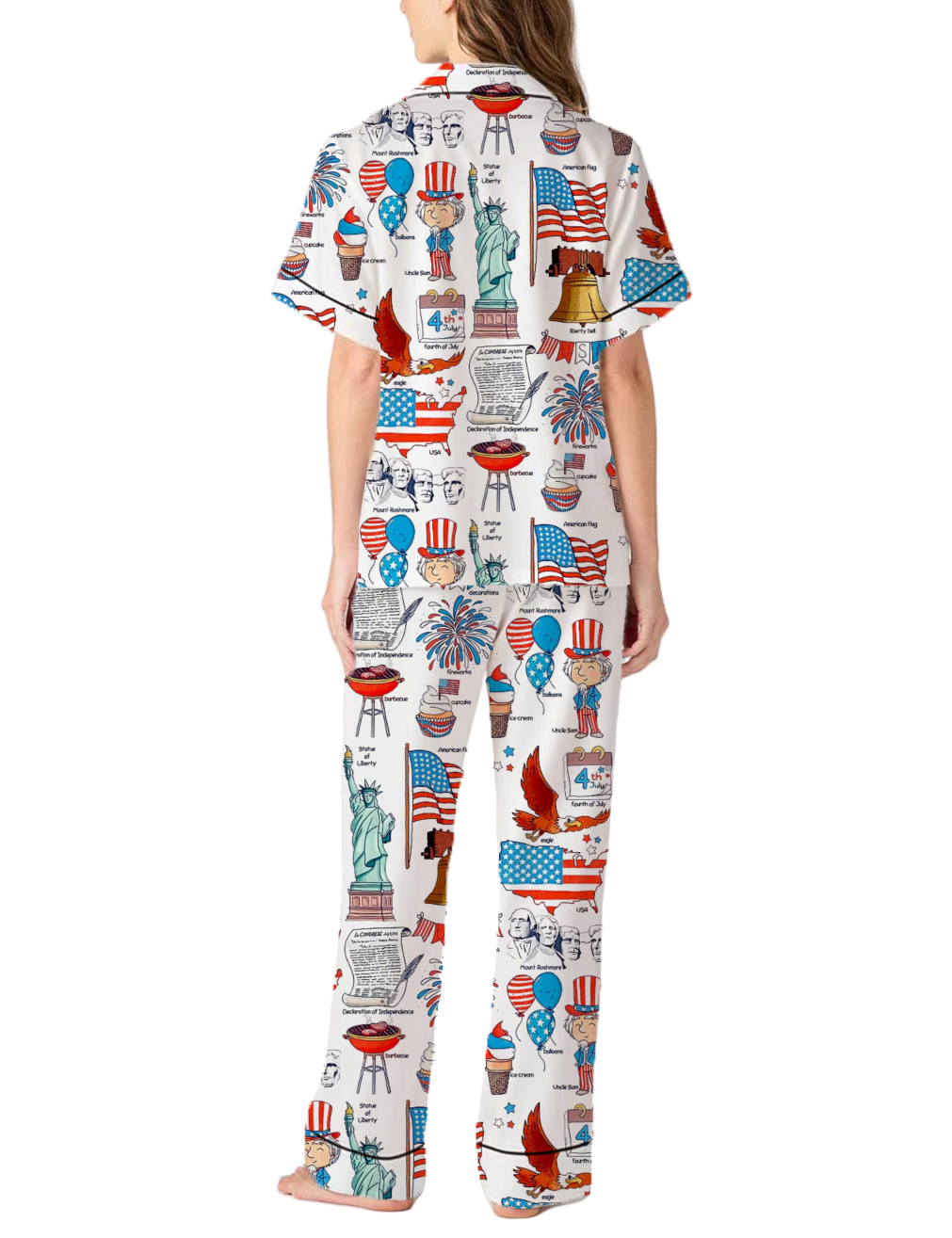 4th of July Silky Satin Pajama Pants Set For Women