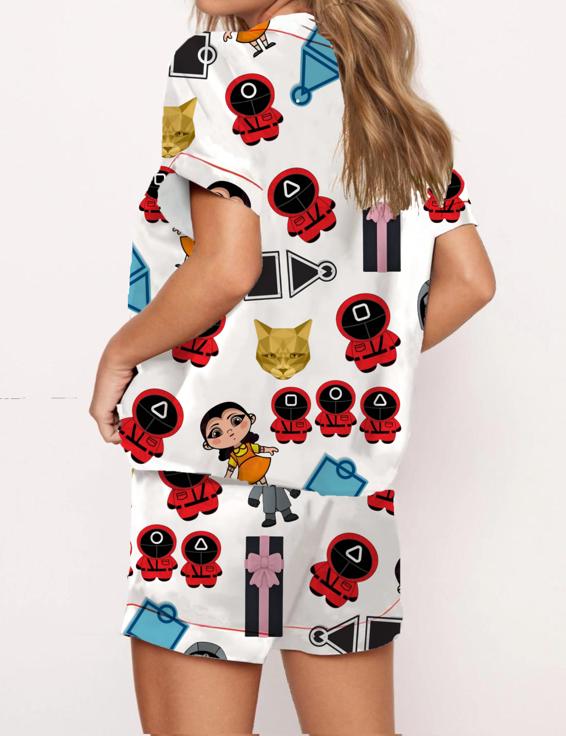 Squid Games Silky Satin Pajama Short Set For Women