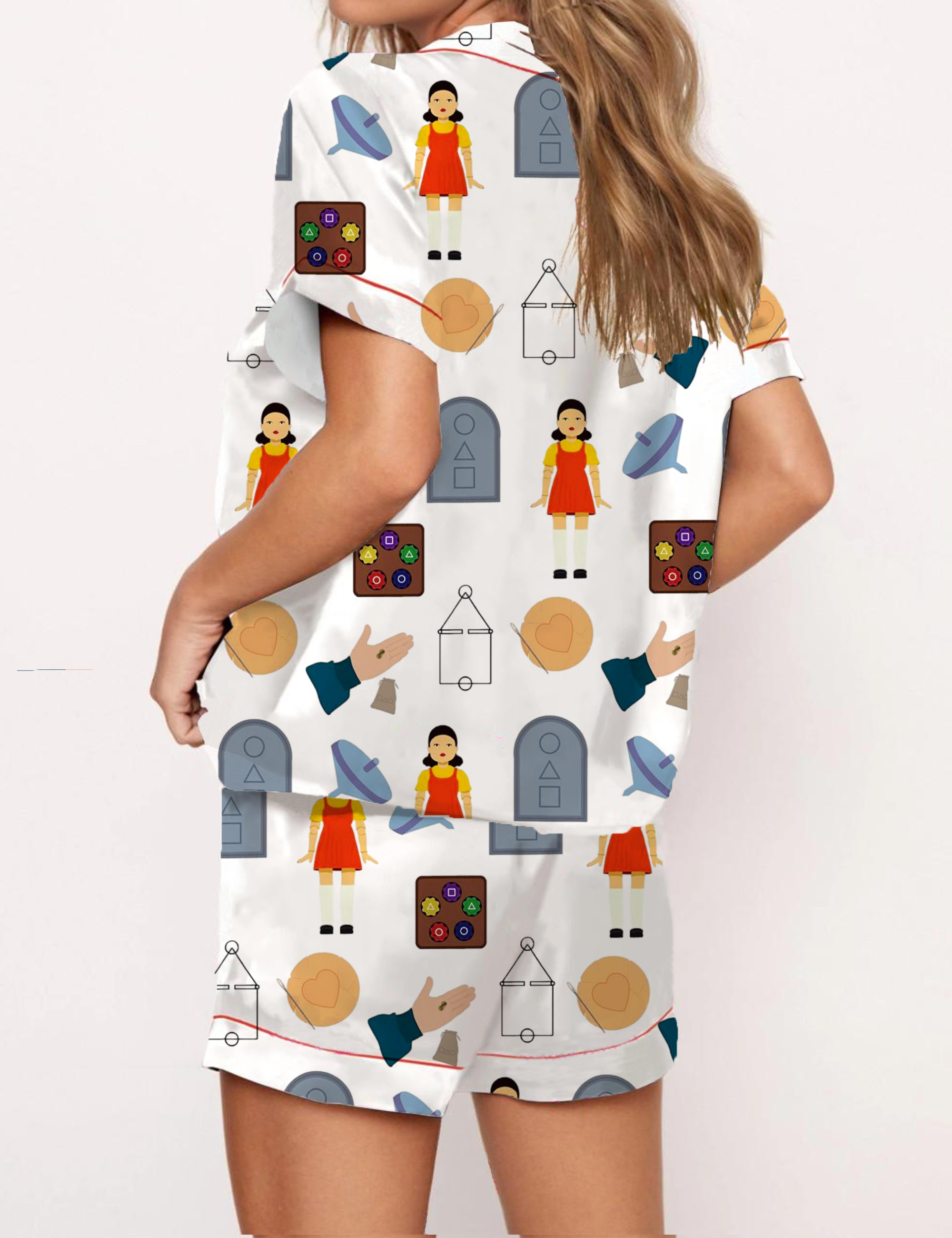 Squid Games Silky Satin Pajama Short Set For Women