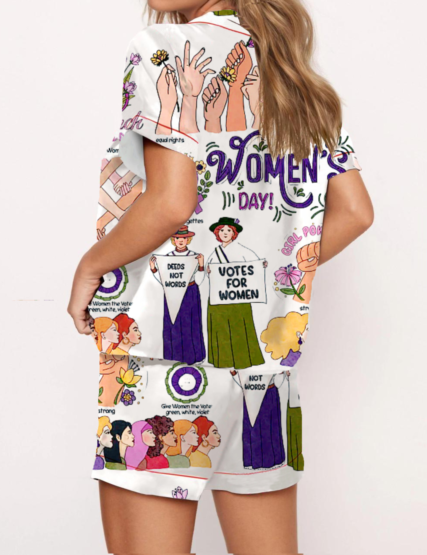 Women‘s Day Silky Satin Pajama Short Set For Women