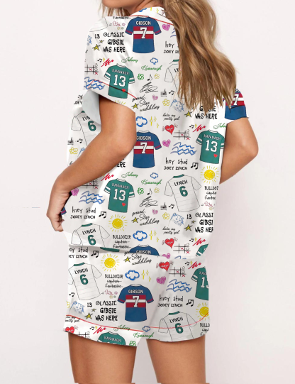 Tommen College Silky Satin Pajama Short Set For Women