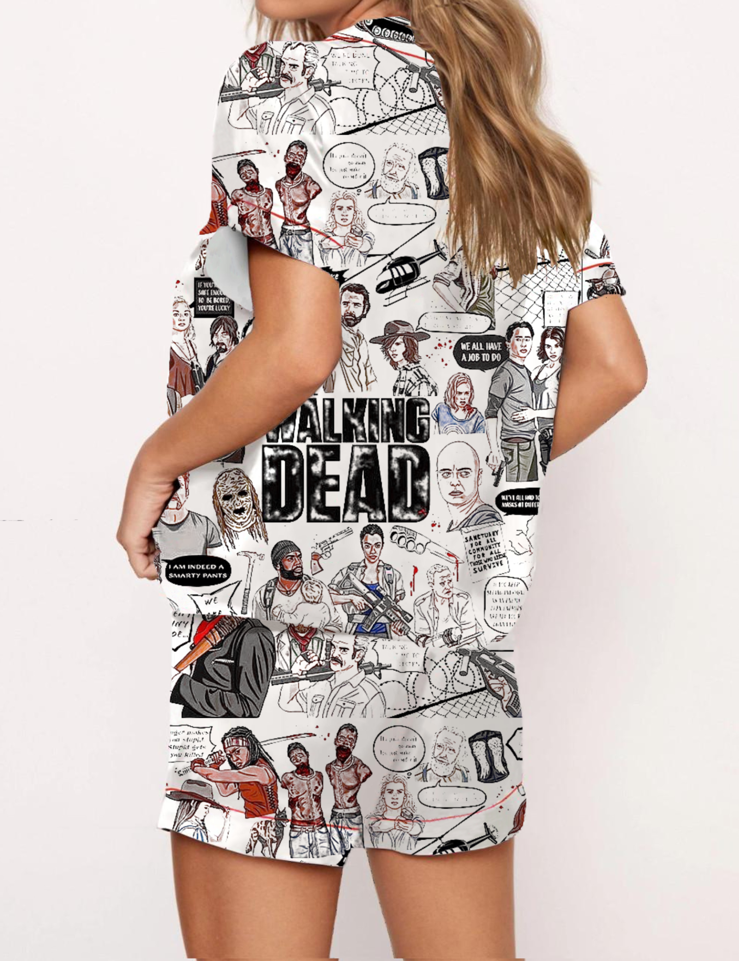 The Walking Dead Silky Satin Pajama Short Set For Women