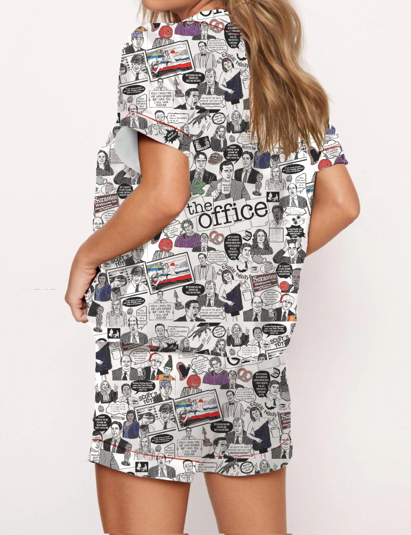 The Office TV Silky Satin Pajama Short Set For Women