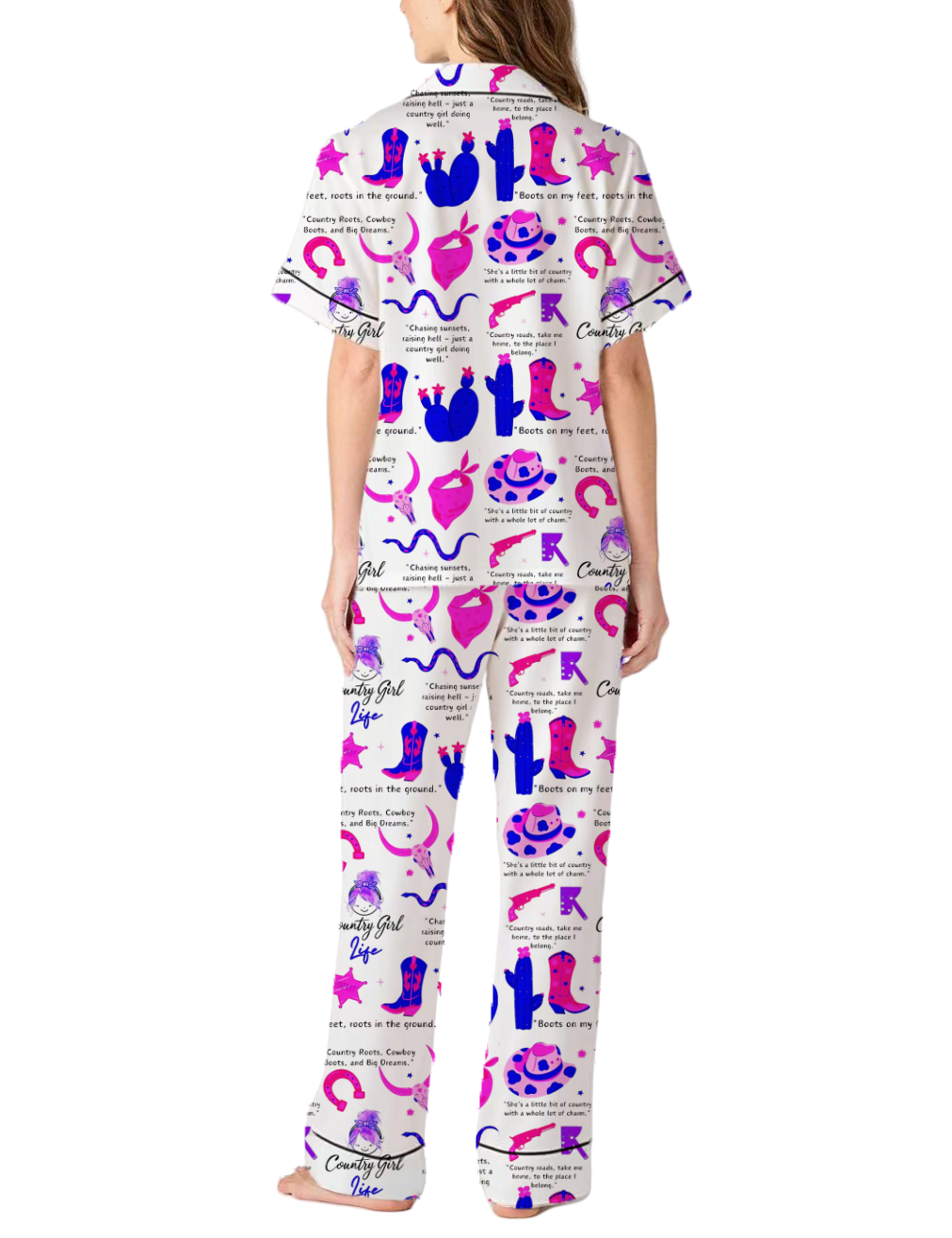 Country Girl Life Silky Satin Pajama Pants Set For Women