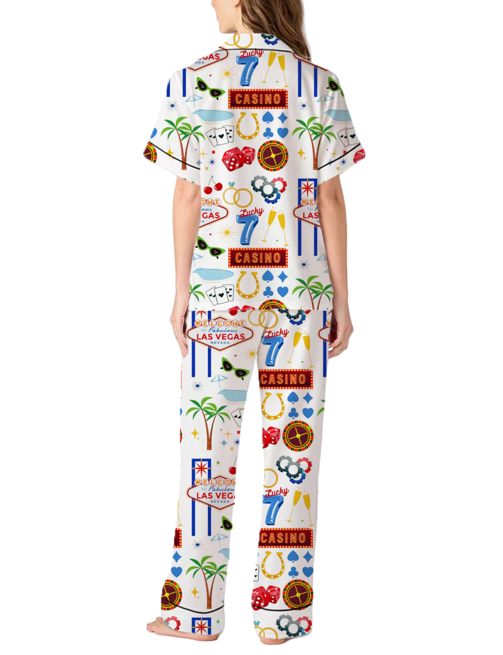 Las Vegas Nevade Silky Satin Pajama Pants Set For Women